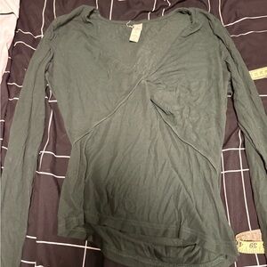 Twist Neckline Green Women's Top